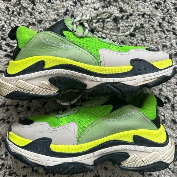 Authentic Balenciaga Fabric Mesh Triple S Sneakers 42 Green Size 9